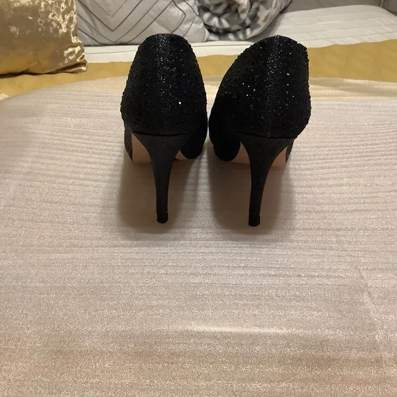 Chic Black Glitter Heels - Picture 6 of 7